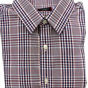 UNTUCKit Red Blue Plaid Wrinkle Free Slim Fit L/S Button Down Shirt LARGE